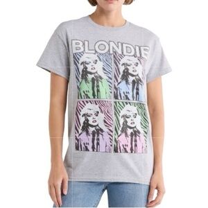 Blondie Band Graphic Cotton Tee Shirt Philcos Zebra Pop Art NWT S Heather Gray